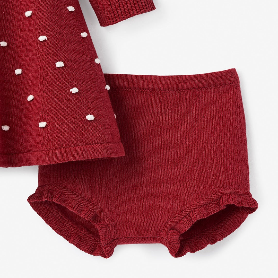 Holiday Textured Knit Baby Dress w/ Bloomer