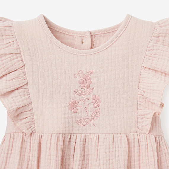 Warm Blush Organic Muslin Baby Bubble Romper