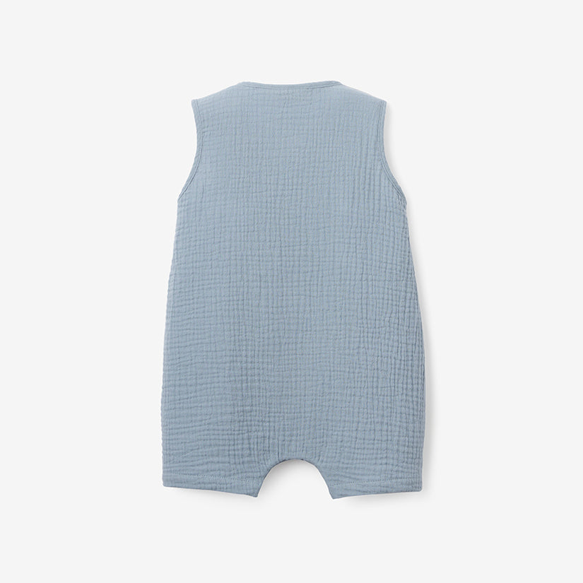 Stone Blue Organic Muslin Button Down Shortall