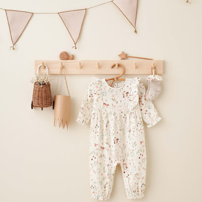 Owl Print Flutter Organic Muslin Baby Jumpsuit