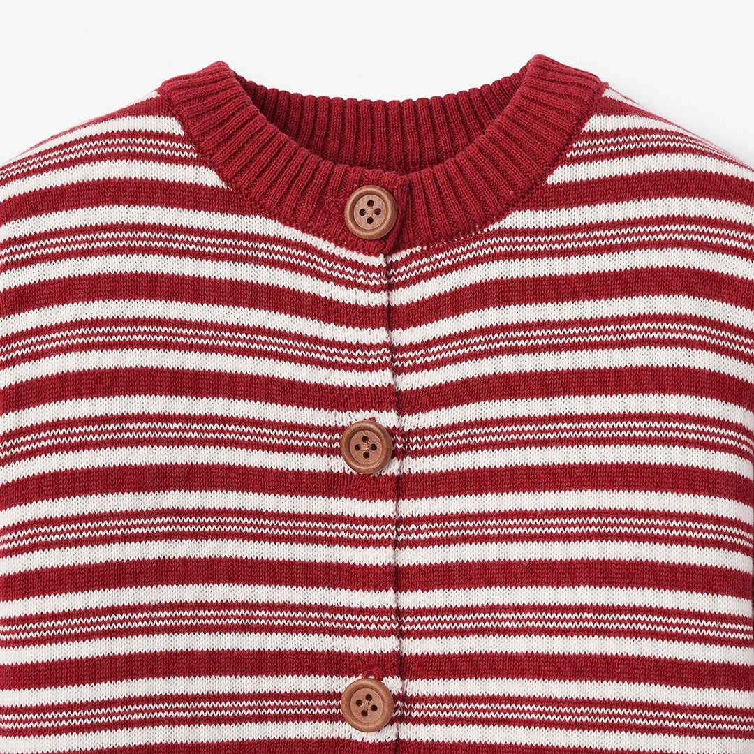 Holiday Striped Baby Jumpsuit & Sleepy Cap Set