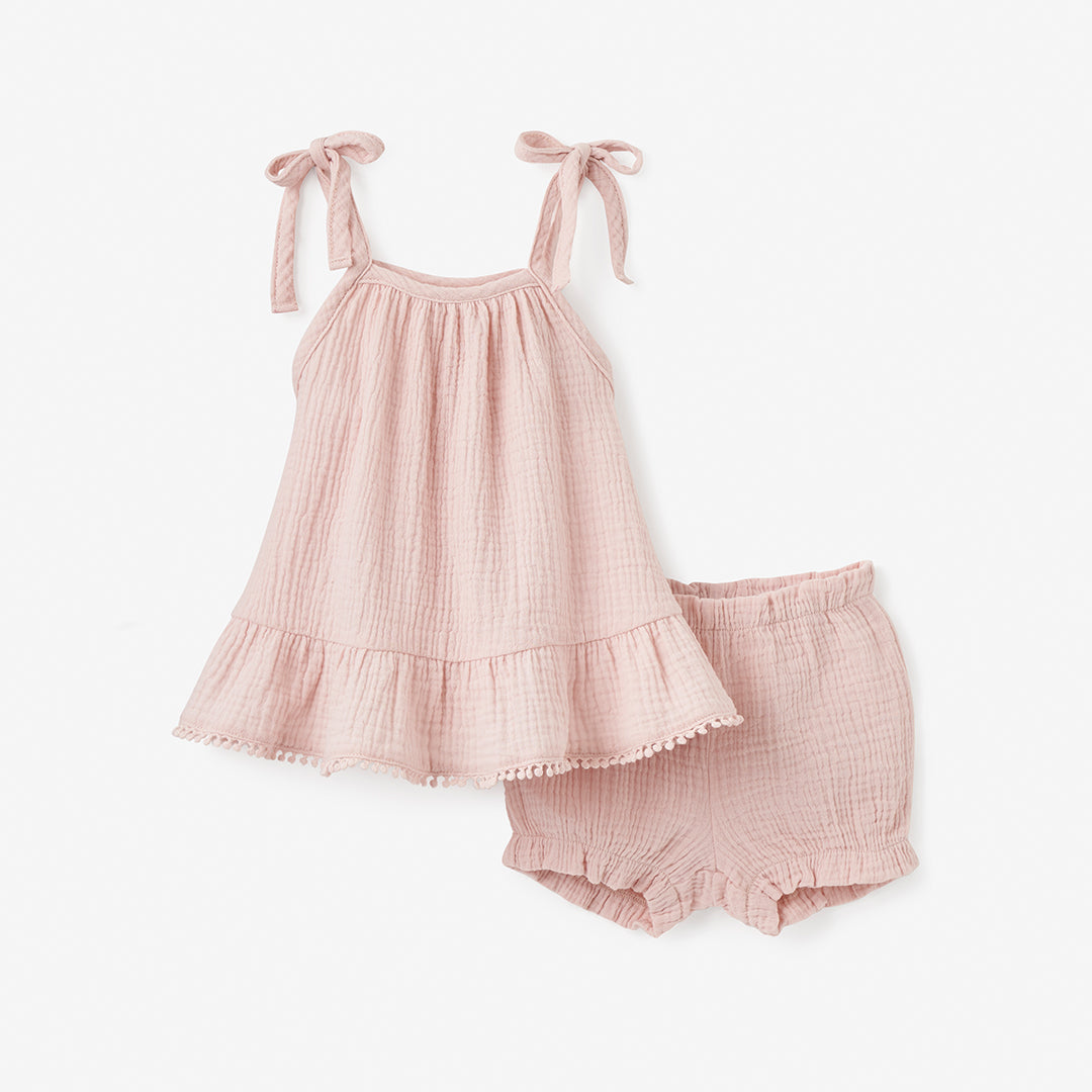 Blush Organic Muslin Tie Top Set