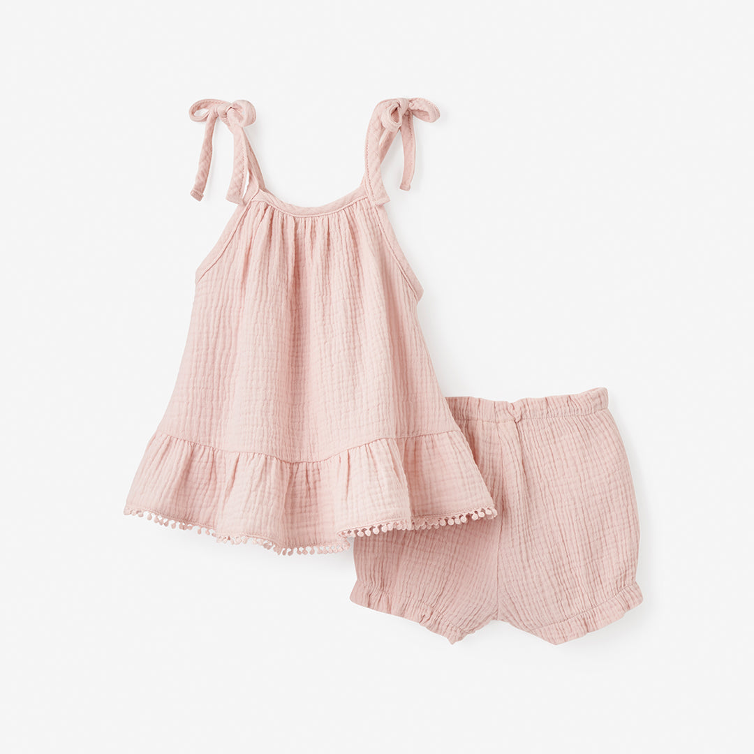 Blush Organic Muslin Tie Top Set