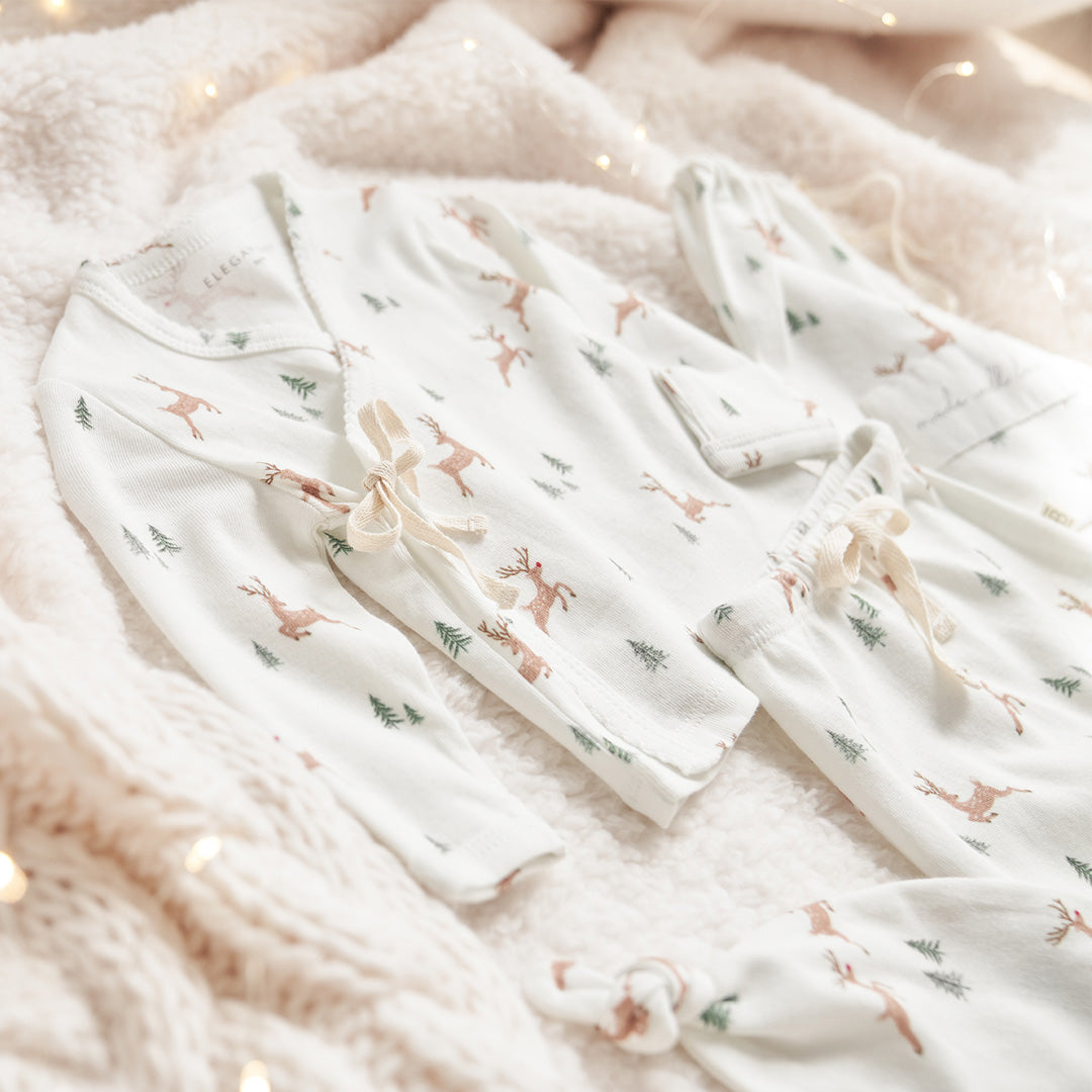 Reindeer Printed Organic Cotton Layette Set