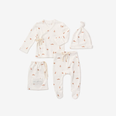 Fox Printed Organic Cotton Layette Set
