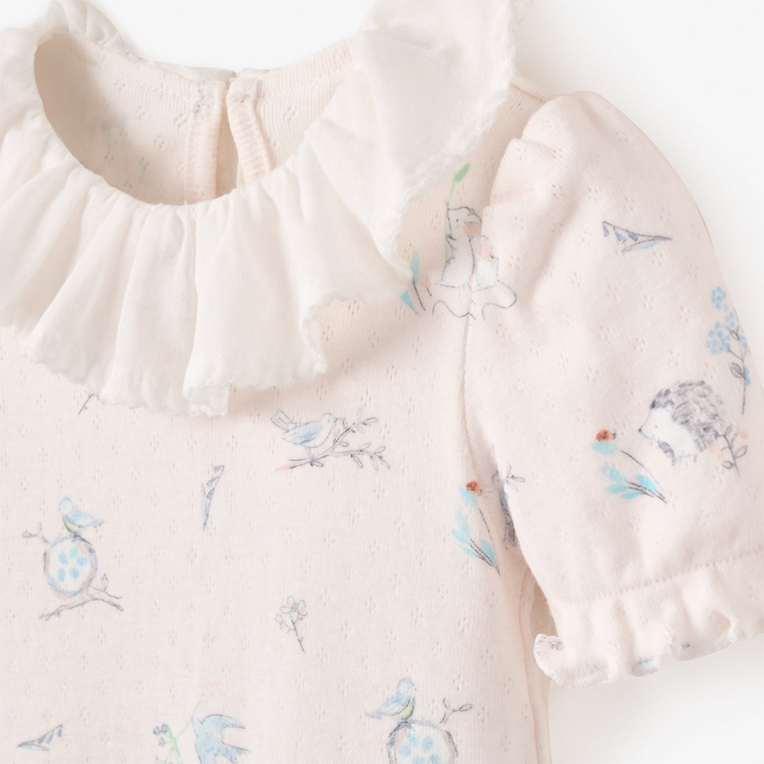 Meadow Mouse Printed Organic Pointelle Bubble