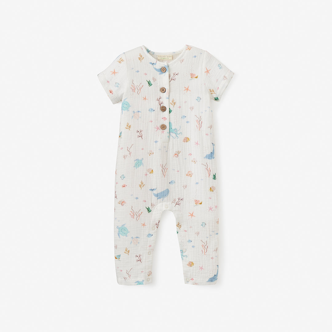 Ocean Adventure Organic Muslin Short Sleeve Jumpsuit