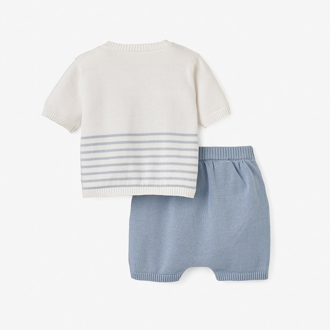 Whale Striped Knit Short Set
