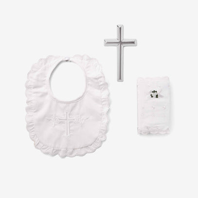 Girls' Bible, Cross, & Bib Christening Gift Set