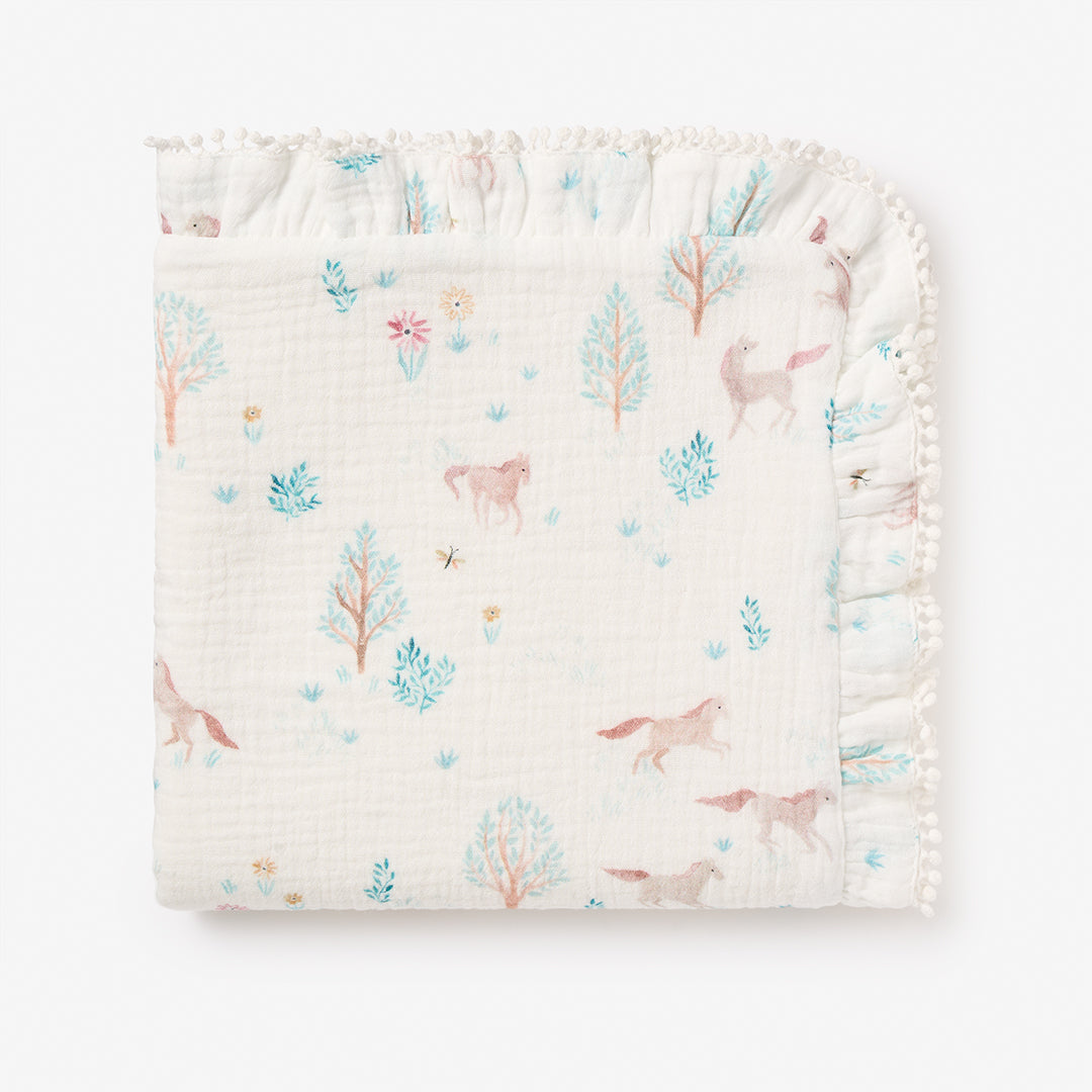 Pony Meadow Organic Muslin Fur Back Blanket