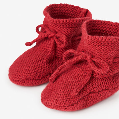Red Garter Knit Baby Booties