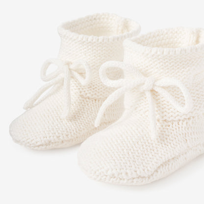 White Garter Knit Baby Booties – Elegant Baby - Main Image