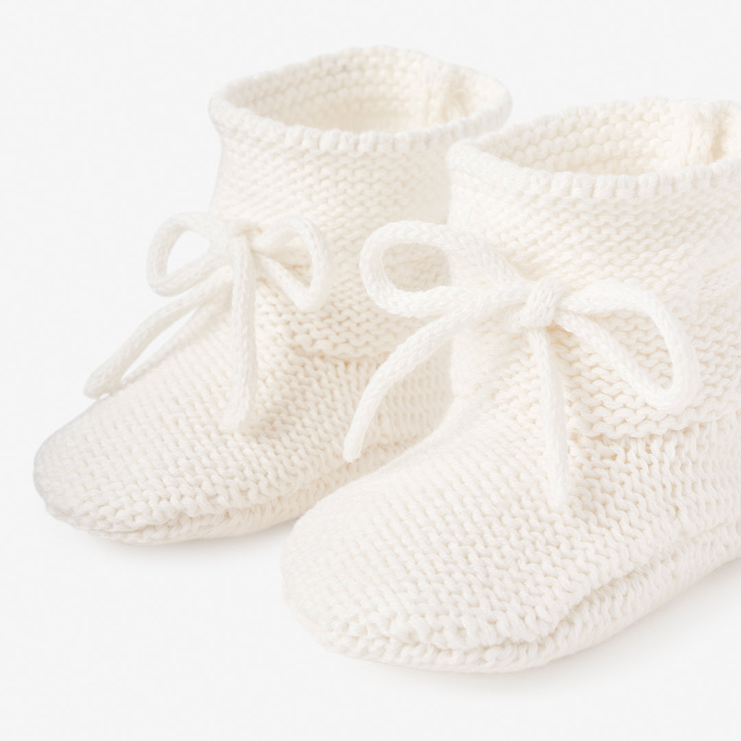 Elegant Baby Silver Crocheted Shoes with White Pom Poms for Baby Girls