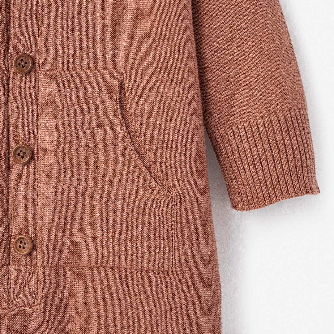 100% Cotton Baby Solid Long-sleeve Zip Jumpsuit