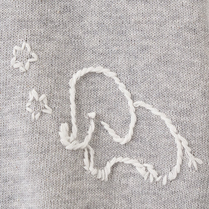 Hand Embroidered Elephant Knit Shortall Baby Romper