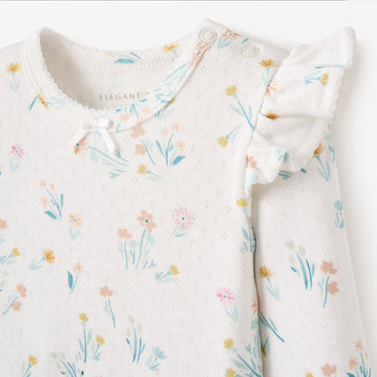 Meadow Flower Printed Organic Pointelle Jumpsuit