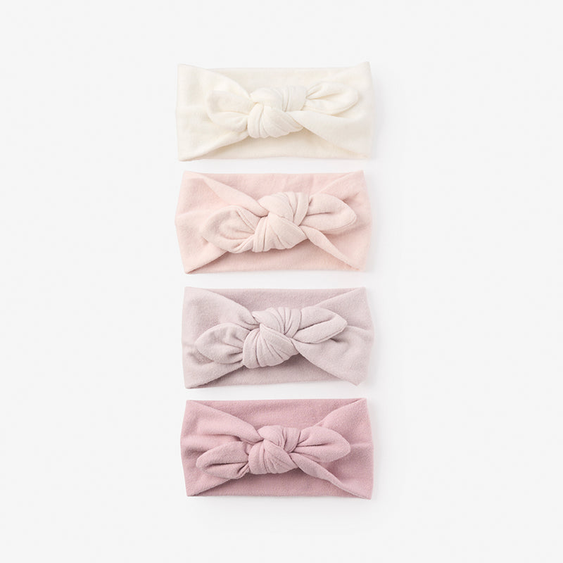 Brushed Cotton Knotted Bow Headband 4 Pack