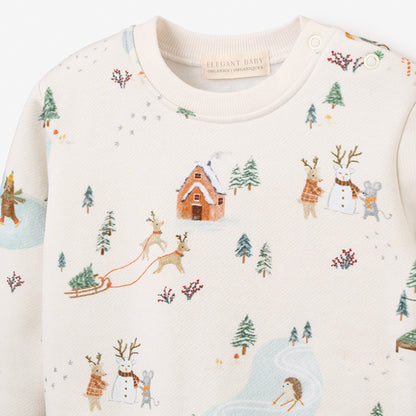 Whimsical Winter Wonderland Printed Fleece Top & Pant Set