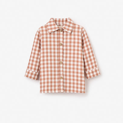Rust Gingham Woven Button Down