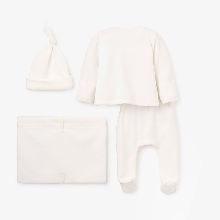 Whisper White Velour Welcome to the World Layette Set – Elegant Baby