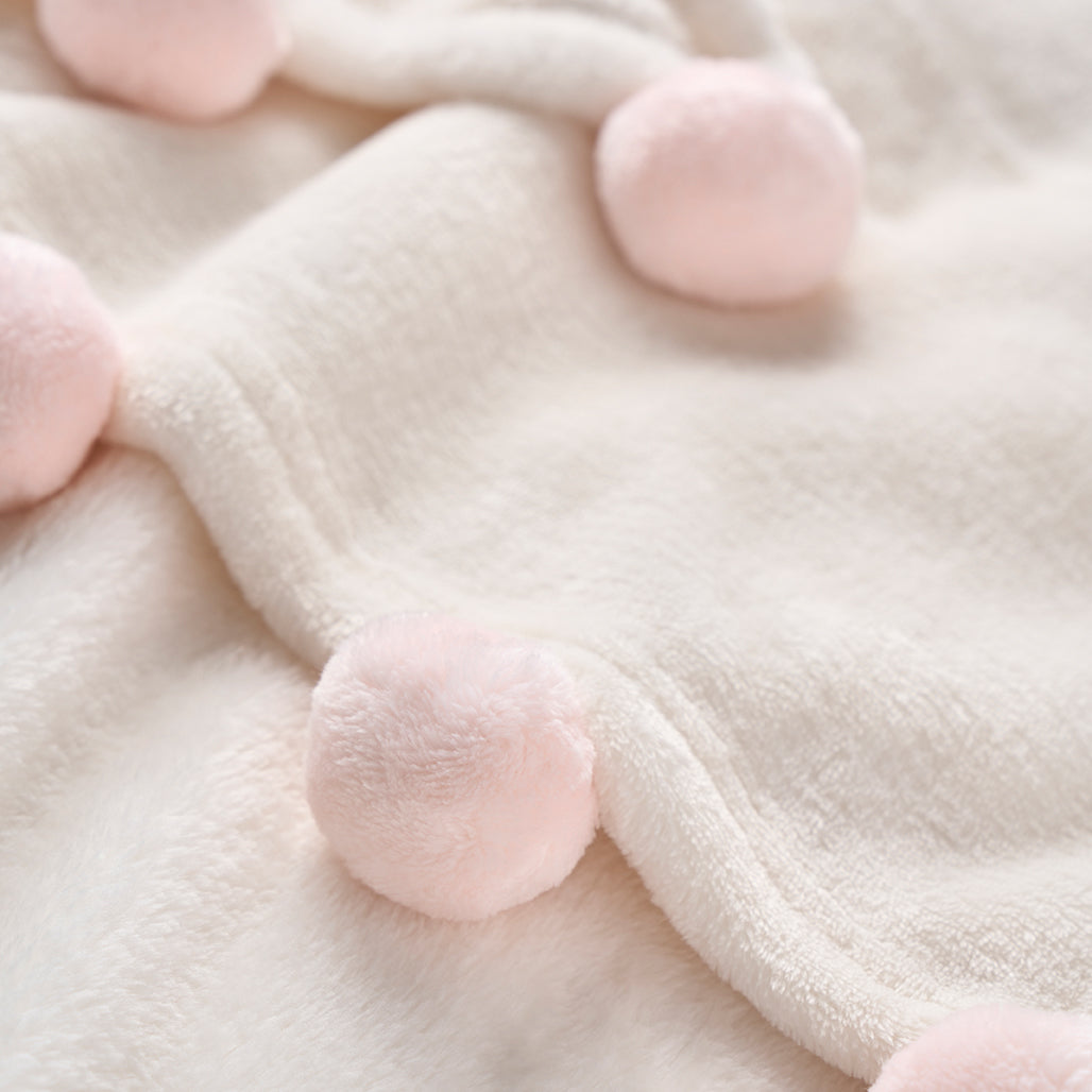 Fleece blanket with pom poms new arrivals