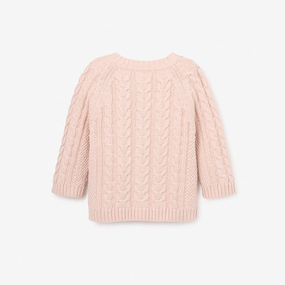 Pale Pink Horseshoe Cable Knit Baby Cardigan