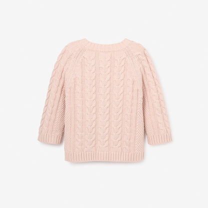 Pale Pink Horseshoe Cable Knit Baby Cardigan
