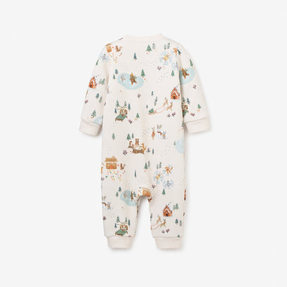 Whimsical Winter Wonderland Printed Fleece Jumpsuit