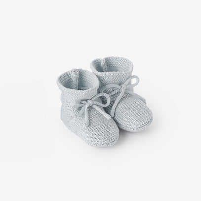 Pale Blue Garter Knit Baby Booties