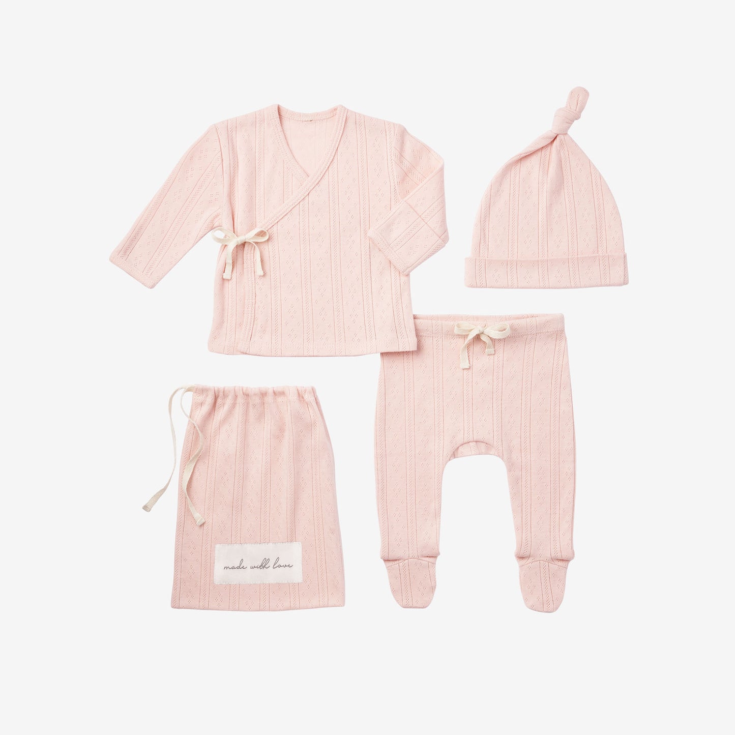 Pale Pink Pointelle Layette Gift Set – Elegant Baby
