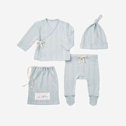 Pale Blue Pointelle Layette Gift Set