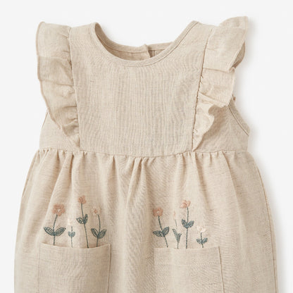 Natural Linen Floral Embroidered Jumpsuit