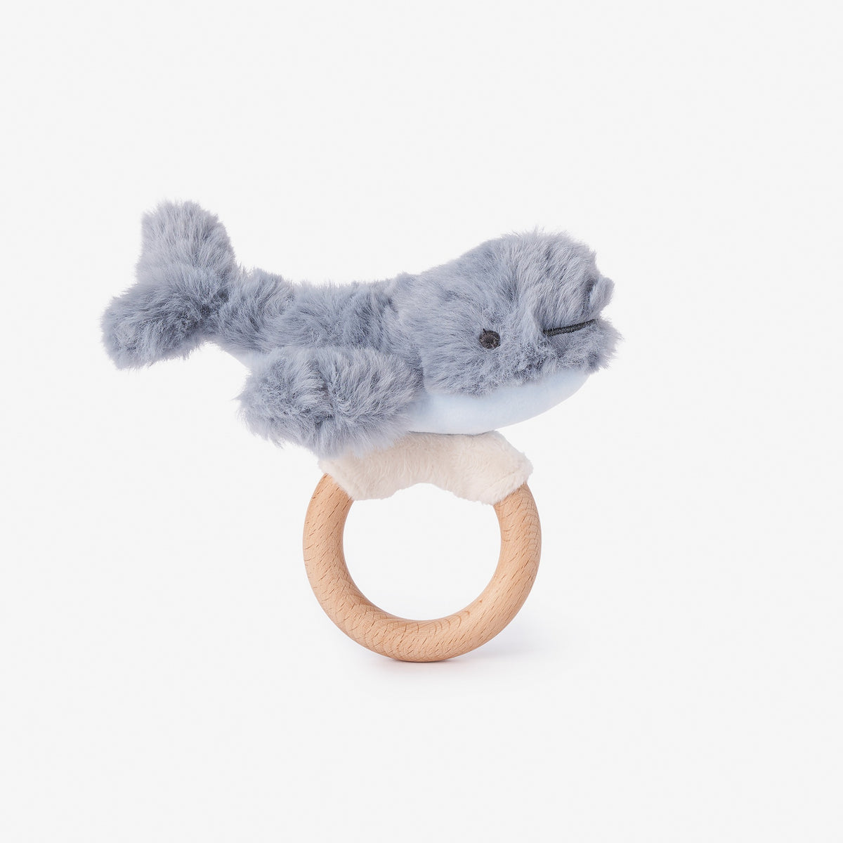 Stuffed Rattle Rings Whale Plush Wooden Ring Rattle – Elegant Baby