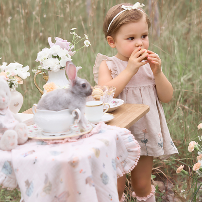 Natural Linen Floral Embroidered Dress w/ Bloomer - FLAXSEED / 6-9M Natural Linen Floral Embroidered Dress w/ Bloomer - FLAXSEED / 6-9M