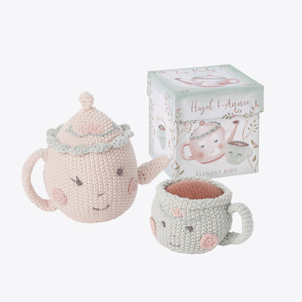 Hazel & Annie Tea Pot & Teacup Hand-Crocheted Rattle Set – Elegant