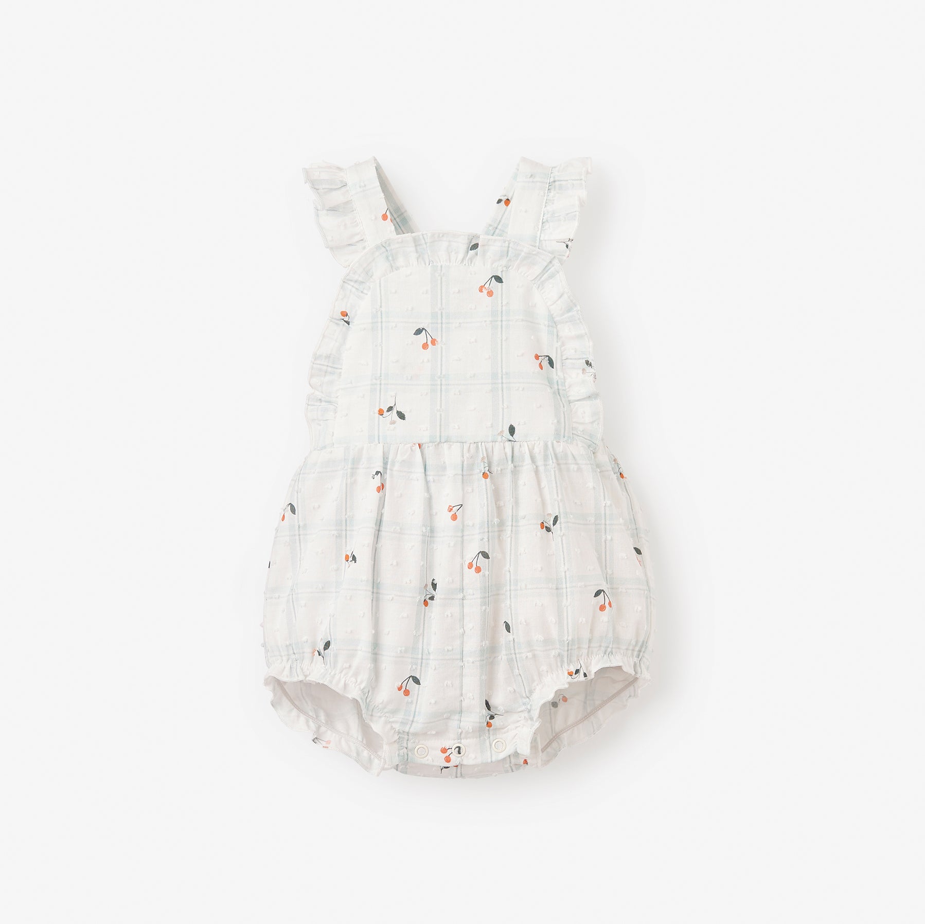 Strawberry Picnic Swiss Dot Sunsuit – Elegant Baby