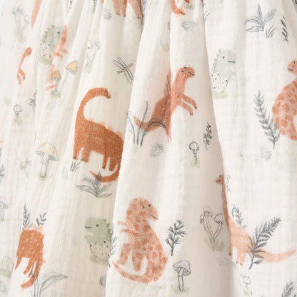 Dinosaur Organic Muslin Ruffle Dress