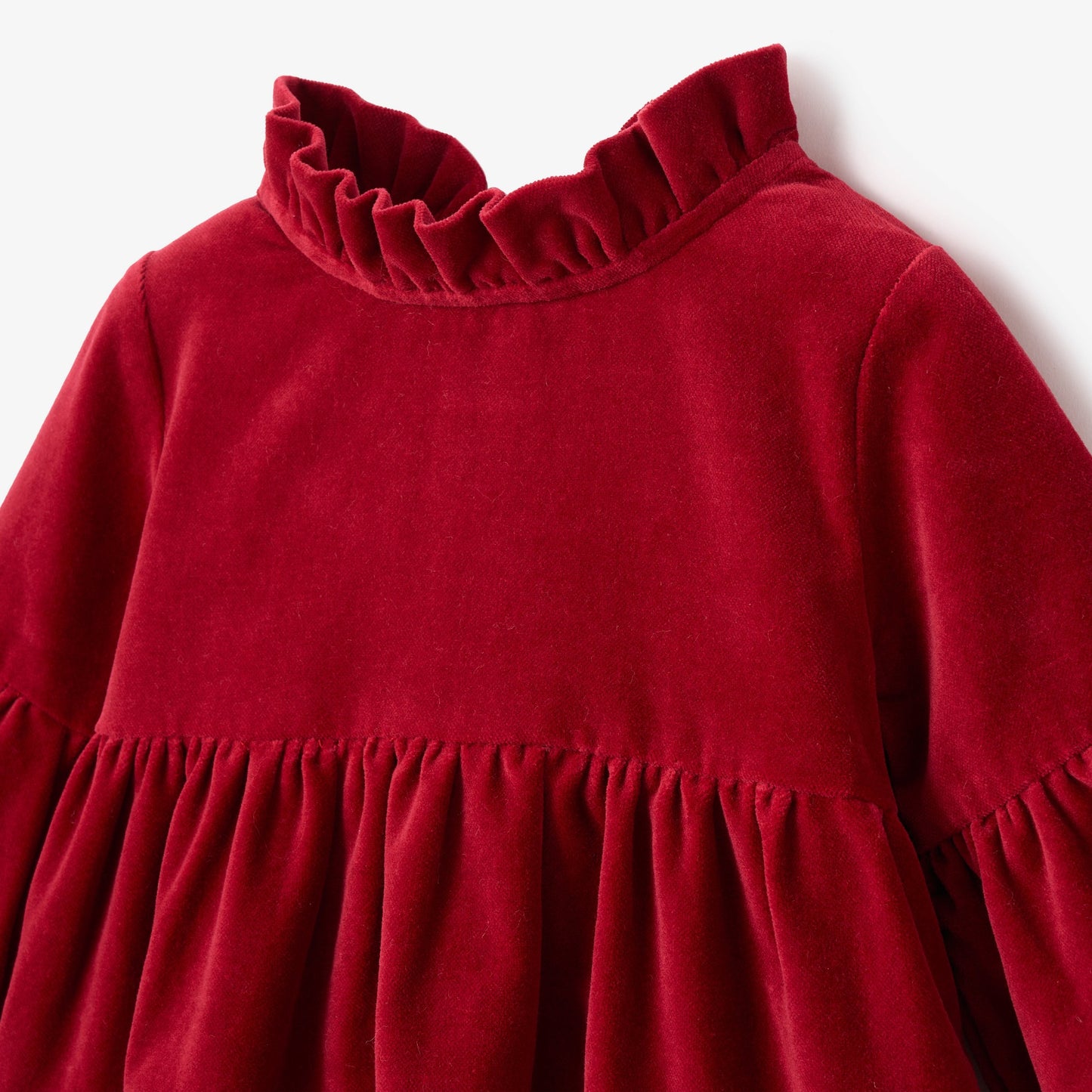 Red Velvet Ruffle Collar Dress