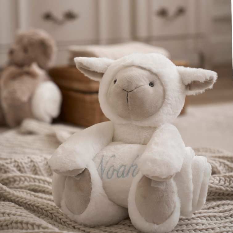 Lamb Bedtime Huggie Plush Toy with Blanket Elegant Baby