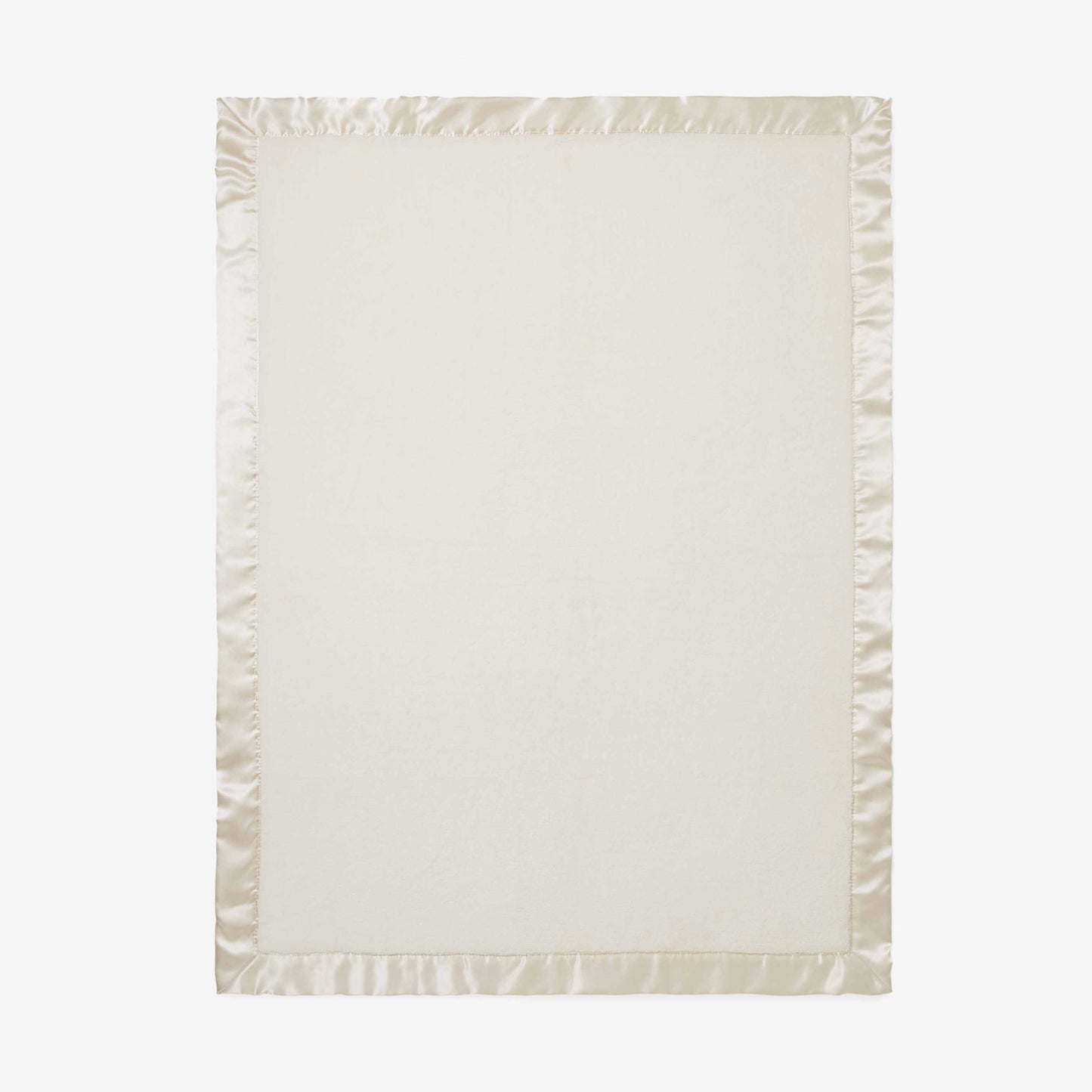 Cream Satin Trim Flannel Fleece Baby Stroller Blanket