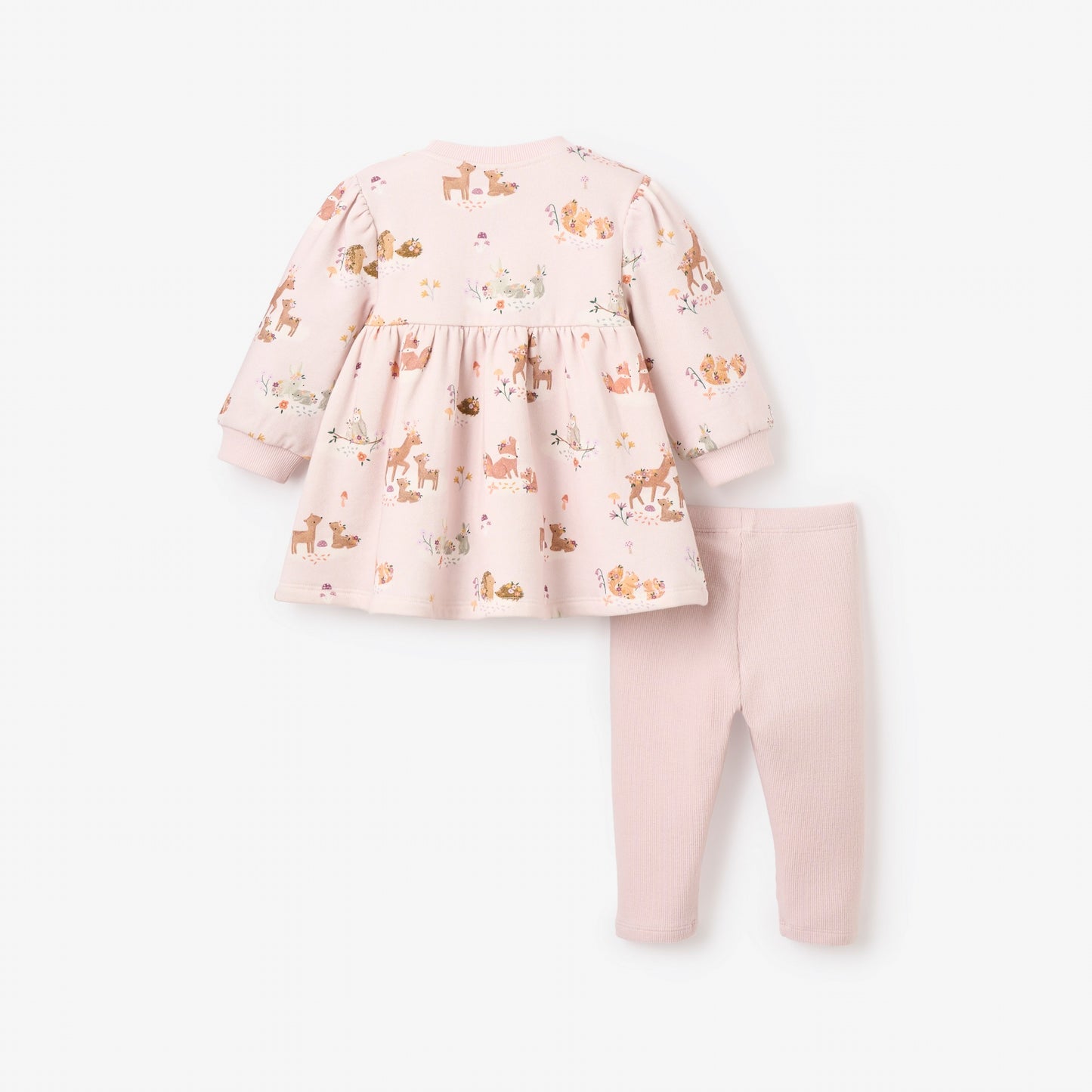 Forest Family Organic Printed Fleece Dress + Rib Legging Set