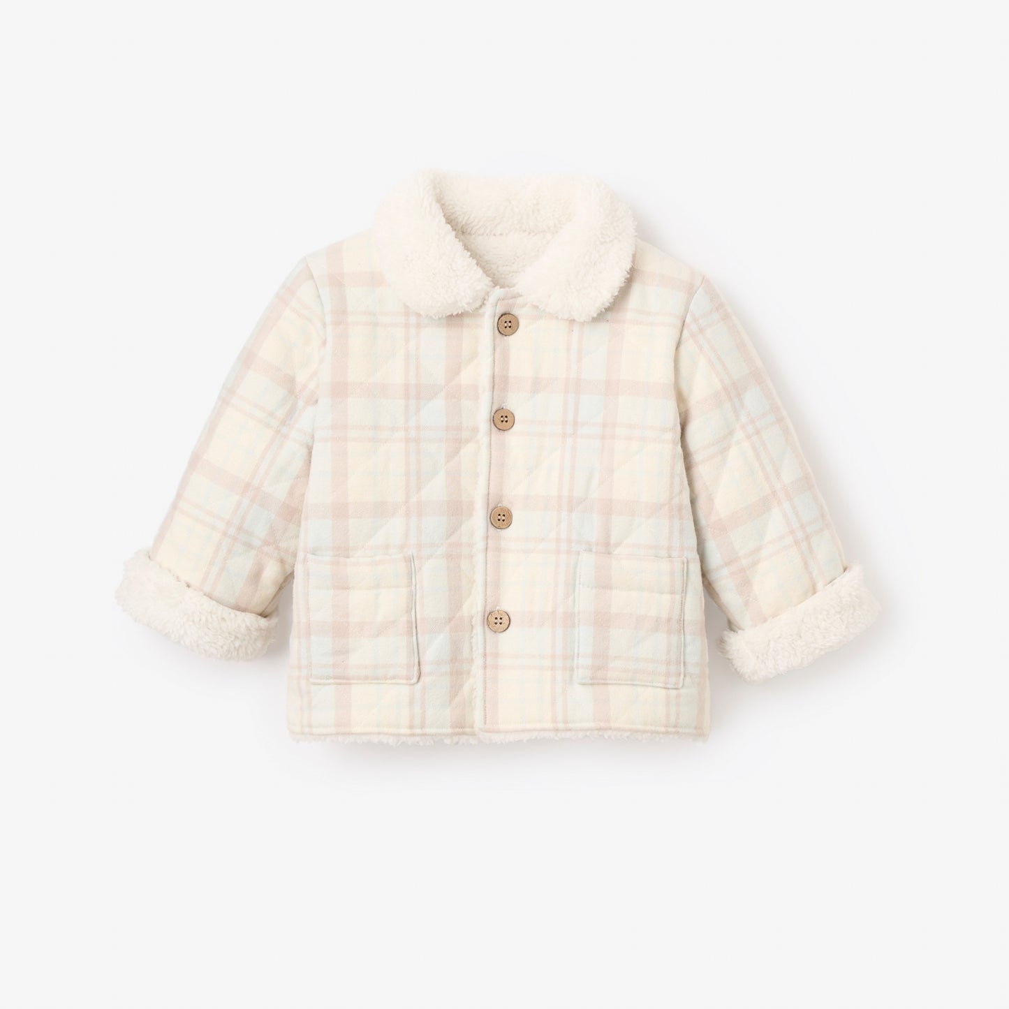 Reversible Plaid Sherpa Quilted Jacket