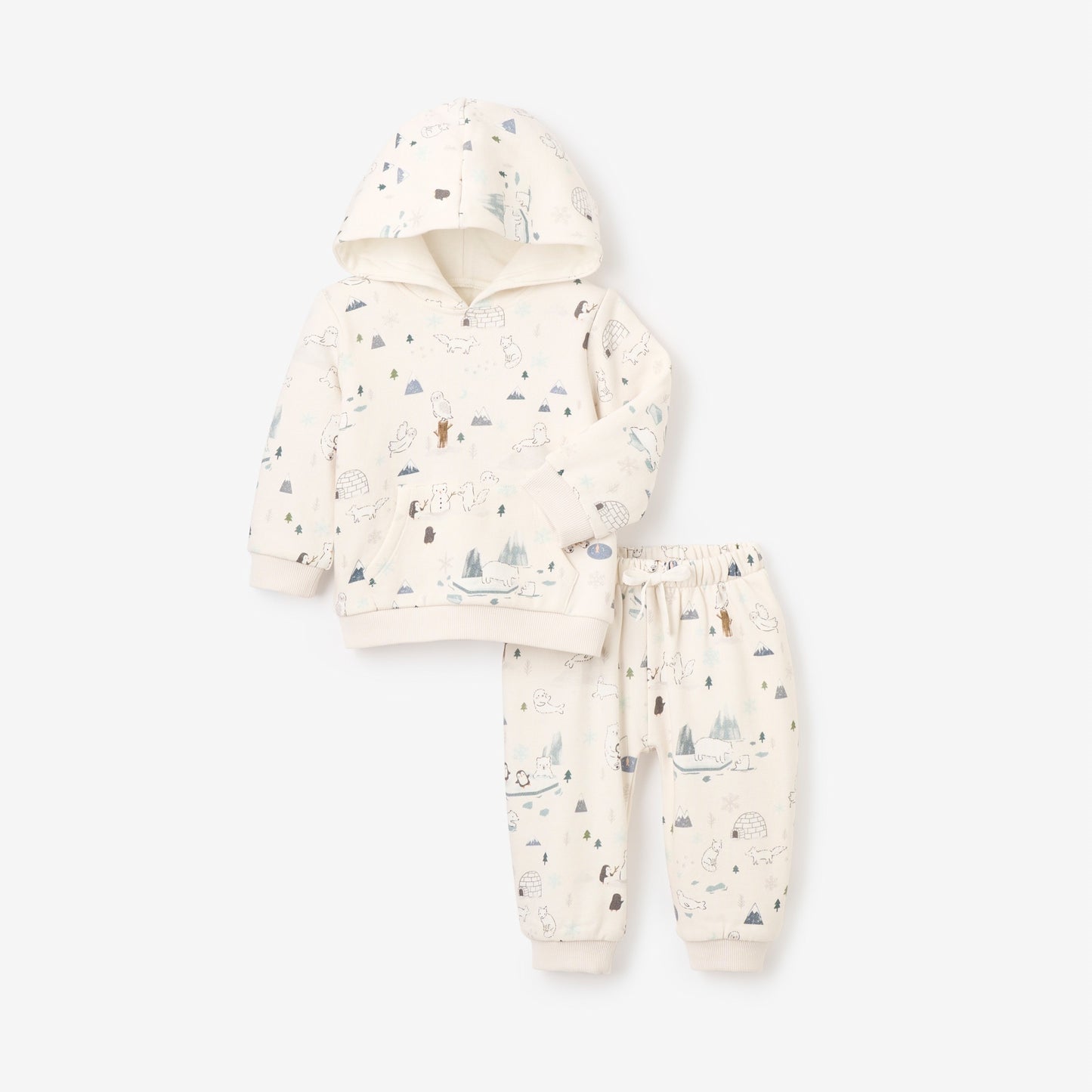 Arctic Printed Organic Fleece Hoodie + Jogger Set