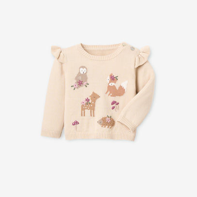 Woodland Friends Flutter Sleeve Sweater