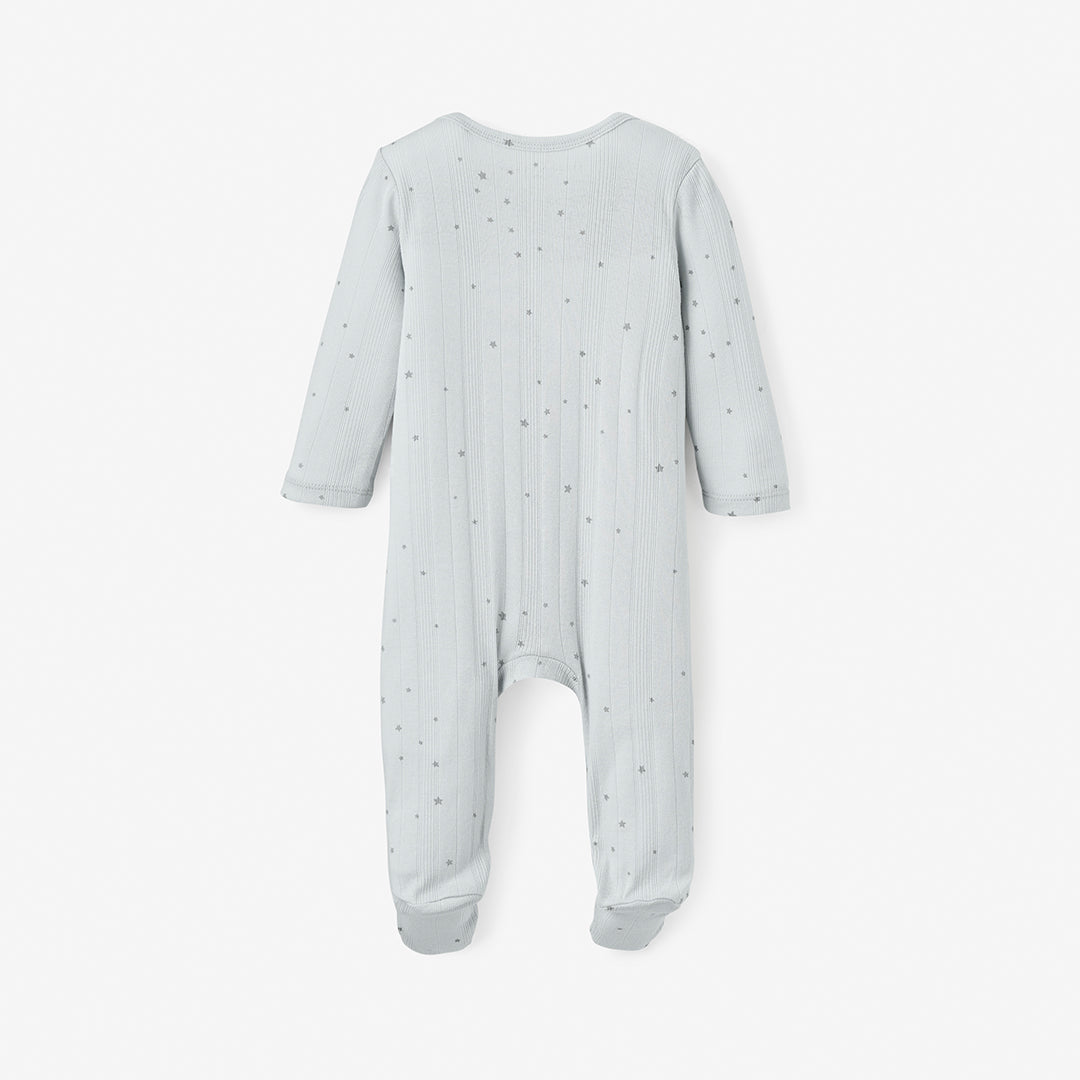 Blue Celestial Organic Ribbed Cotton Baby Jumpsuit