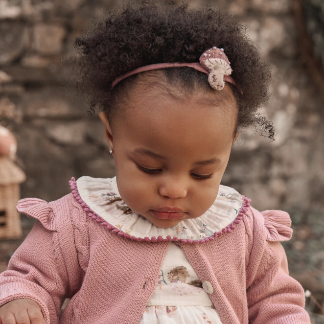 Velvet Bow + Mushroom Headband Set