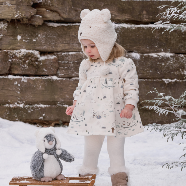 Arctic Printed Organic Fleece Dress + Rib Legging Set