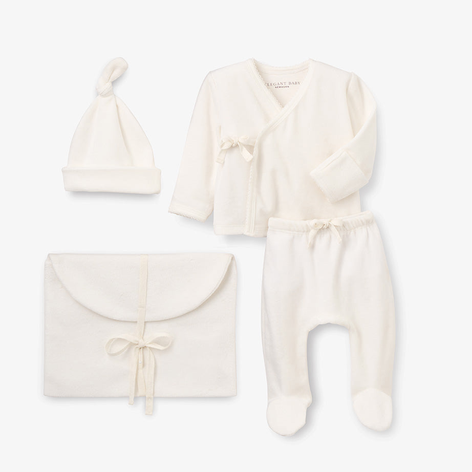 Whisper White Velour Layette Set