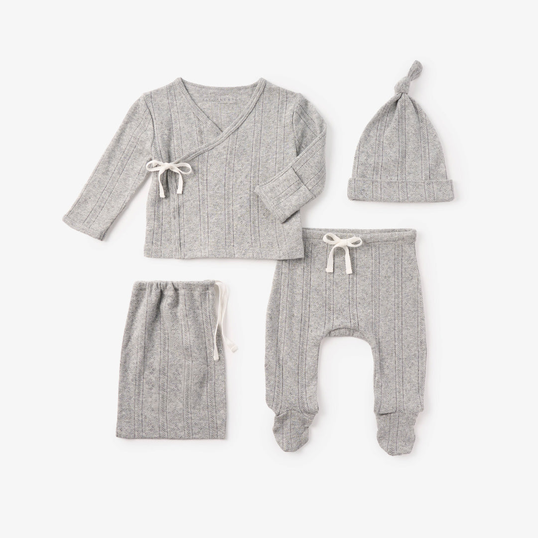 Gray Pointelle Layette Gift Set