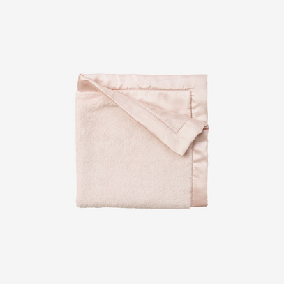 Pale Pink Satin Trim Flannel Fleece Baby Security Blanket